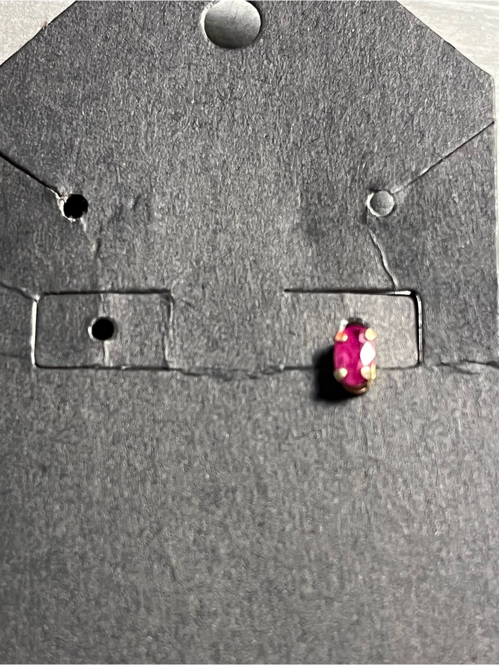1 Gold Ruby Red Oval Stud Earring